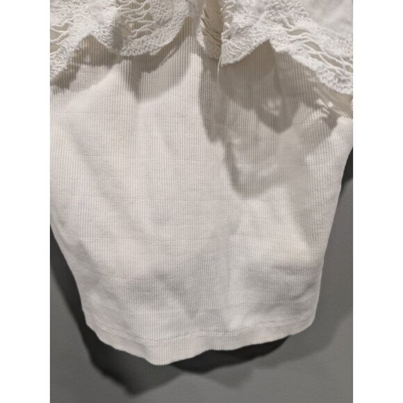 Anthropologie Ruffled Halter Eyelet Tank Blouse Top Ruffle White Womens Sz L - Picture 6 of 16
